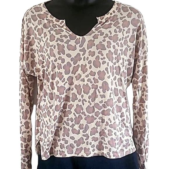NWOT Blis Women’s Beige Pink Leopard Animal Print Long Sleeve Top Size XL - Picture 3 of 5